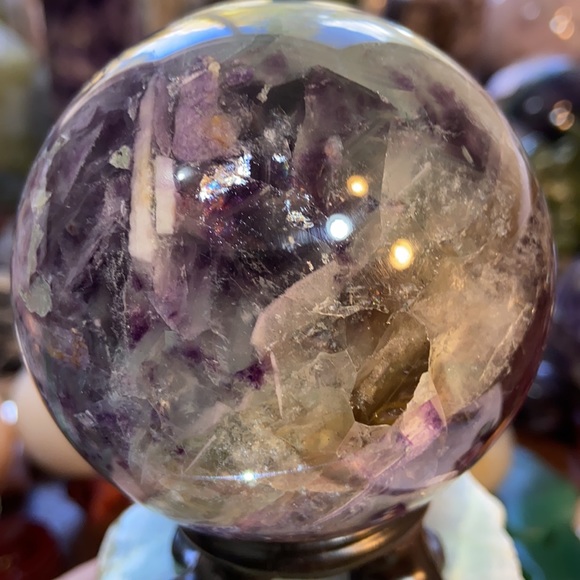 🔥SALE🔥 Rainbow Fluorite Crystal Sphere Sparkles And Rainbows! Watch The Video! - Picture 5 of 16